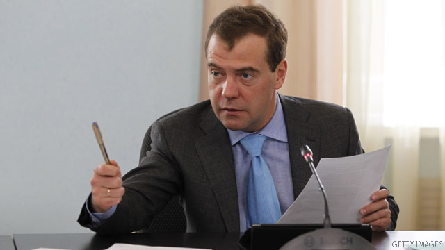 Russia's President Dmitry Medvedev speak